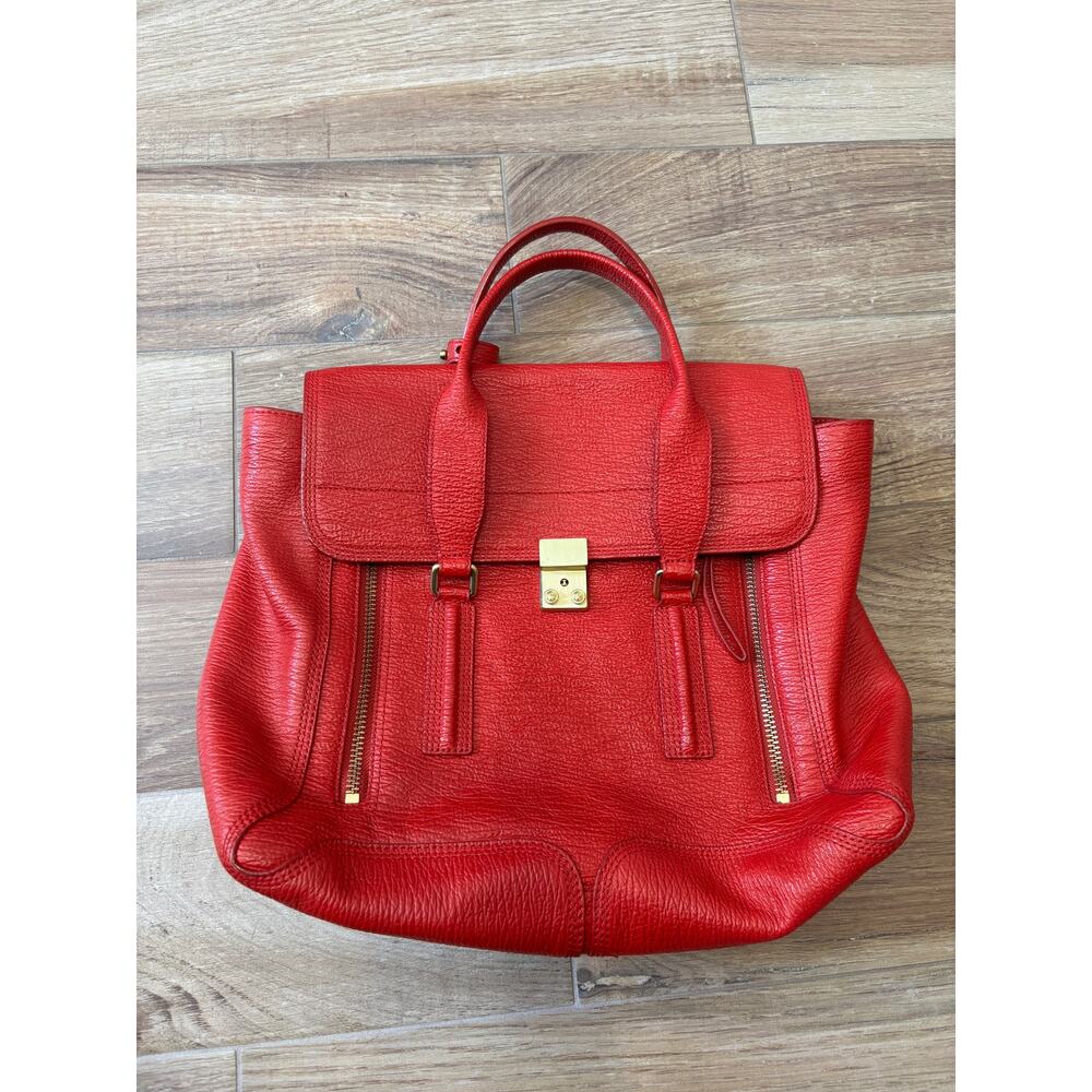 3.1 Phillip Lim Pashli Large Satchel Bag Red Leather - Picture 2 of 9